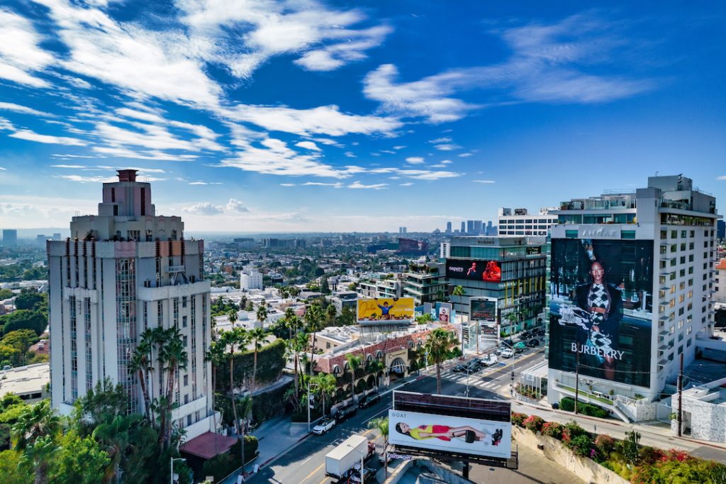 Drone image of Hollywood Hills